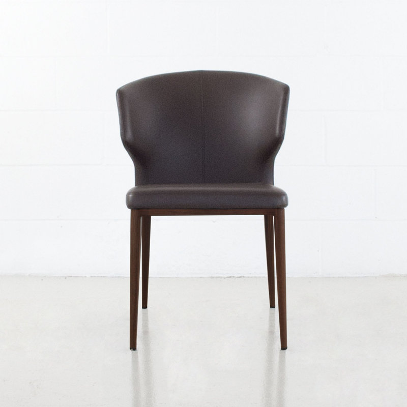 Chaise d'appoint rembourrée Belby, Taupe, Noyers