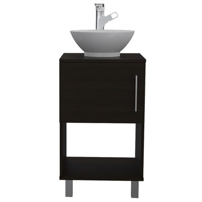 Meuble-lavabo simple à 1 tablette Wengue noir
