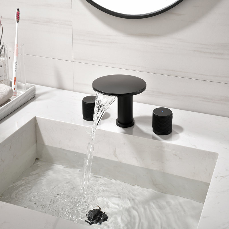 Robinet pour salle de bain à poignée large, Noir mat