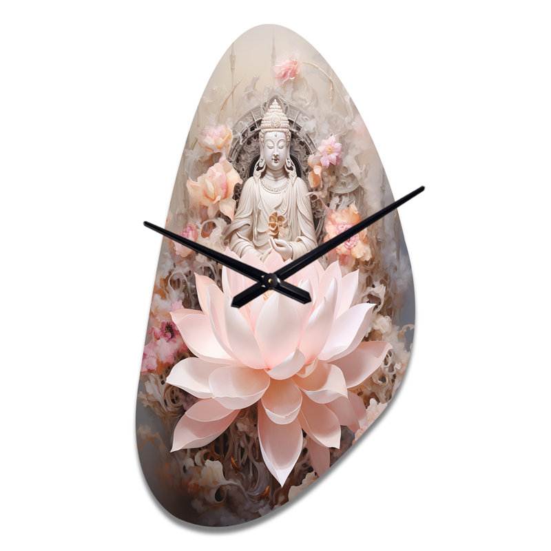 Rose de bouddhisme lotus de la sagesse - horloge murale en forme de bouddhisme unique, horloge murale, Grand