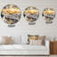 Paysage d'hiver avec route sous un coucher de soleil brillant - horloge murale traditionnelle-60329115