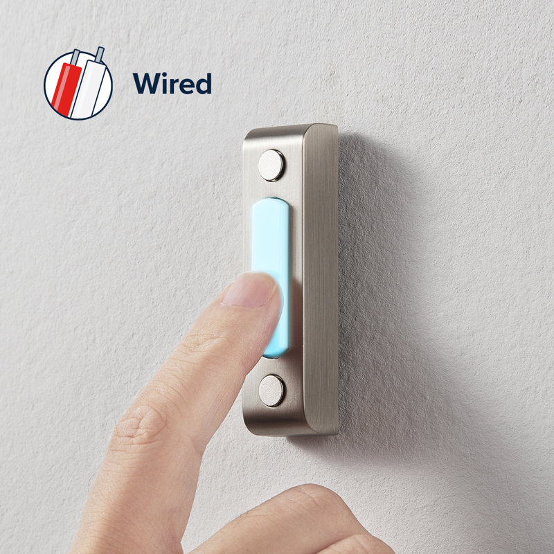 Heath Zenith Satin Nickel Metal Wired Lighted Push Doorbell Button