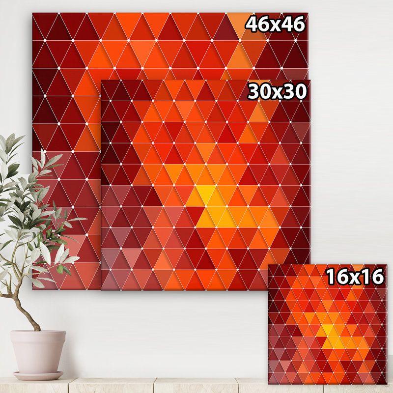 Reproduction d’art sur toile « triangulaire géométrie rouge et orange », H 16 po x l 16 po x p 1 po