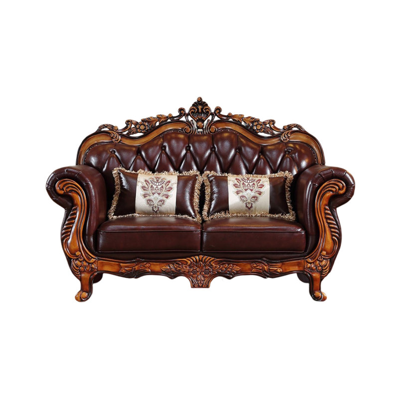 European-style living room carved sofa. Upholstered 73.2 " Loveseat