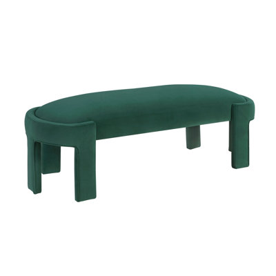 Stylish Upholstered Bench Green Velvet Fabric Foam Cushioned Seat Luxurious Comfort Home Furniture 1Pc Durable Plywood Frame Entryway Bench