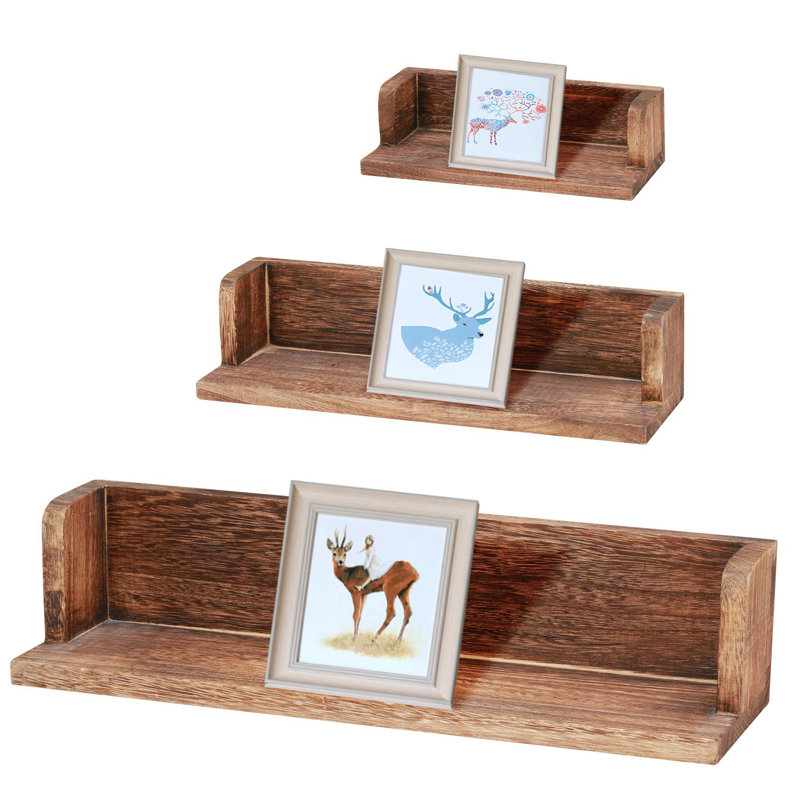 Ensemble de 3 tablettes flottantes Acadia, Noyer