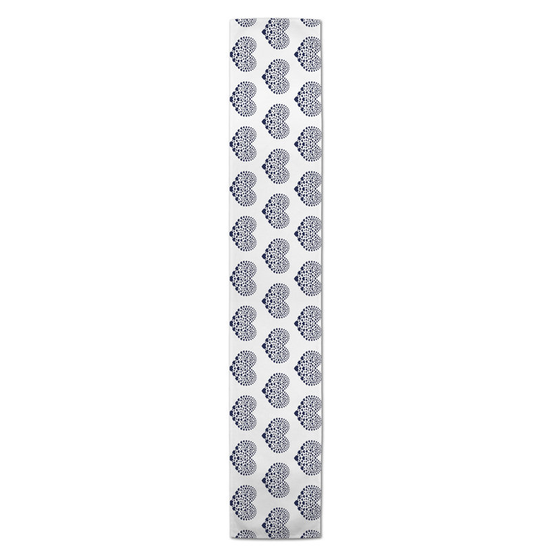 Ferrier Heart Table Runner, 90" L x 16" W, Navy Blue