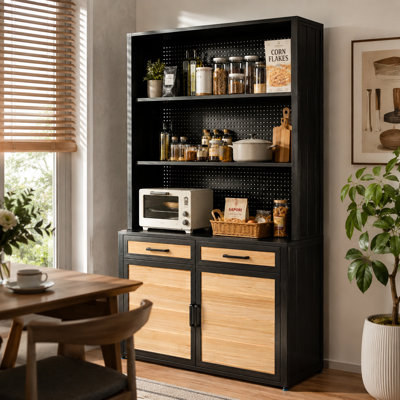82.7"H Food Pantry Kitchen Sideboard Buffet With 2 Door 2 Drawer 3 Shelves