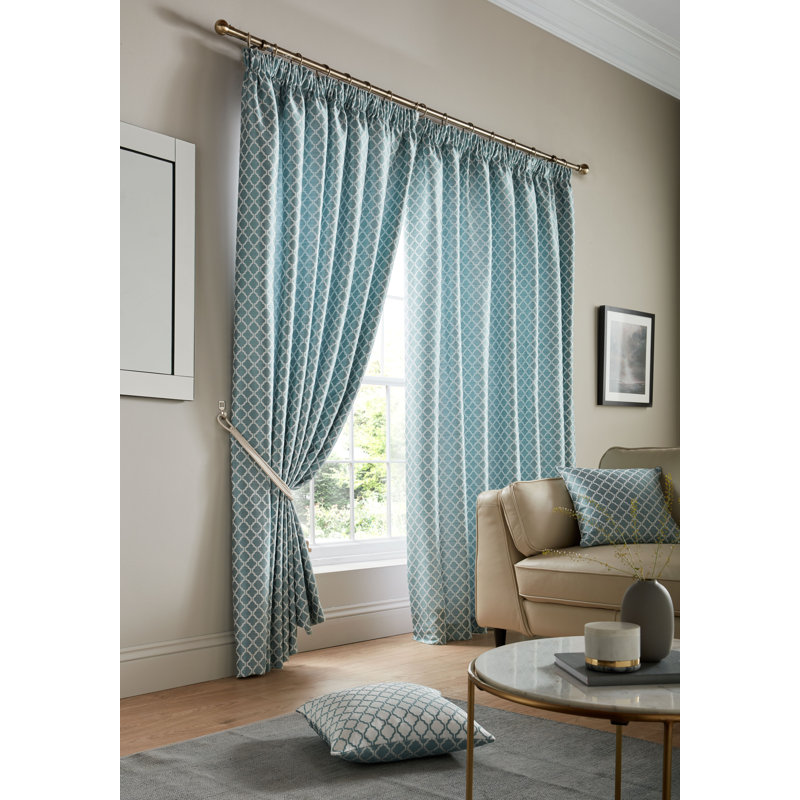 Dareece Cotswold Pencil Pleat Lined Curtains, Width 116 x Drop 182 cm, Teal