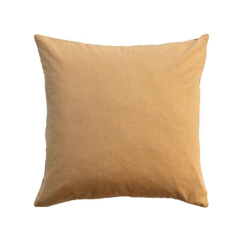 Multicolor Cotton Velvet Square Pillow with Printed Design, 20"