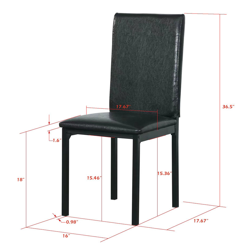 4 Dining Seats, Metal Frames, Dark Brown Vinyl Upholstery, 250Lbs Support Strength, Modern Industrial Design, Easy Assembly Project, Soft Padding For Comfort, Ergonomic Floor-Protecting Pads Metal