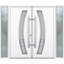 Façade avant extérieure double portes en métal / deux 6500 verre émaillé blanc givré / 2 fenêtres extérieures latérales / entrée moderne à droite avec porte active 96 po x 80 po-111445054-111445053-111445050