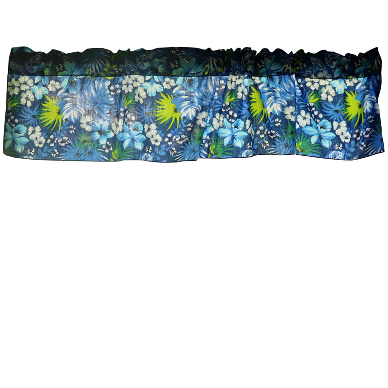 Cantonnière à motif tropical hawaïen, Bleu royal, L 28 po x L 58 po