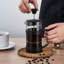 Cafetière / théière French Press, mini cafetière / théière de camping en acier inoxydable 304 avec filtre et verre résistant à la chaleur, cafetière à infusion froide 11,8 oz pour les cadeaux de voyage et de maison (noir)
