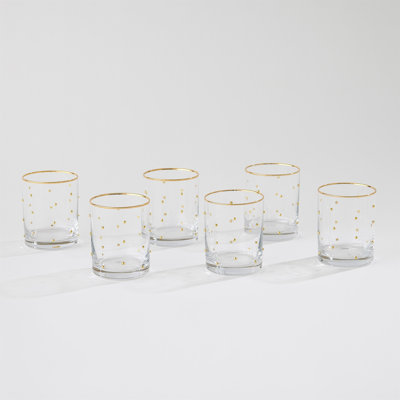S/6 Celebration DOF Glasses-Clear W/Gold Dots