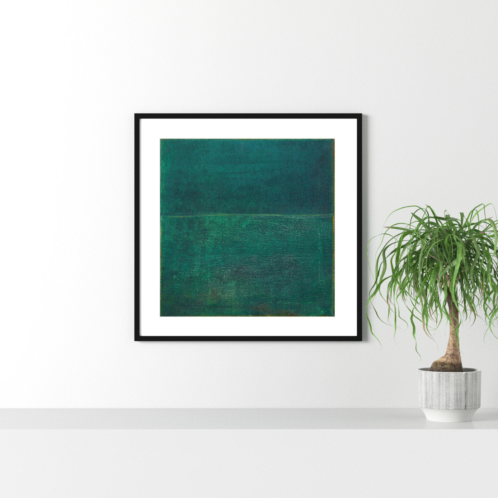 Reach "Green Zen I" Print by Jodi Fuchs, 33.12" H x 33.12" W x 0.88" D, Black Framed Paper
