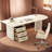 Cream Wood Sintered Stone Writing Desk-66699877
