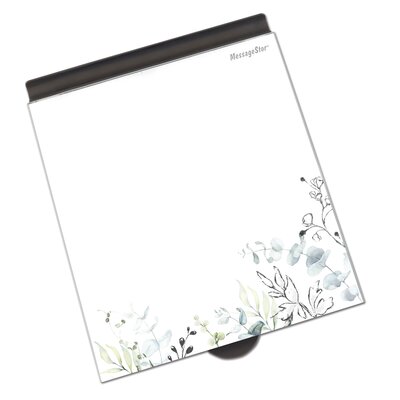 ECR4Kids MessageStor Dry-Erase Glass Board Memo Station, Desk Organizer, Botanical -  ELR-3076