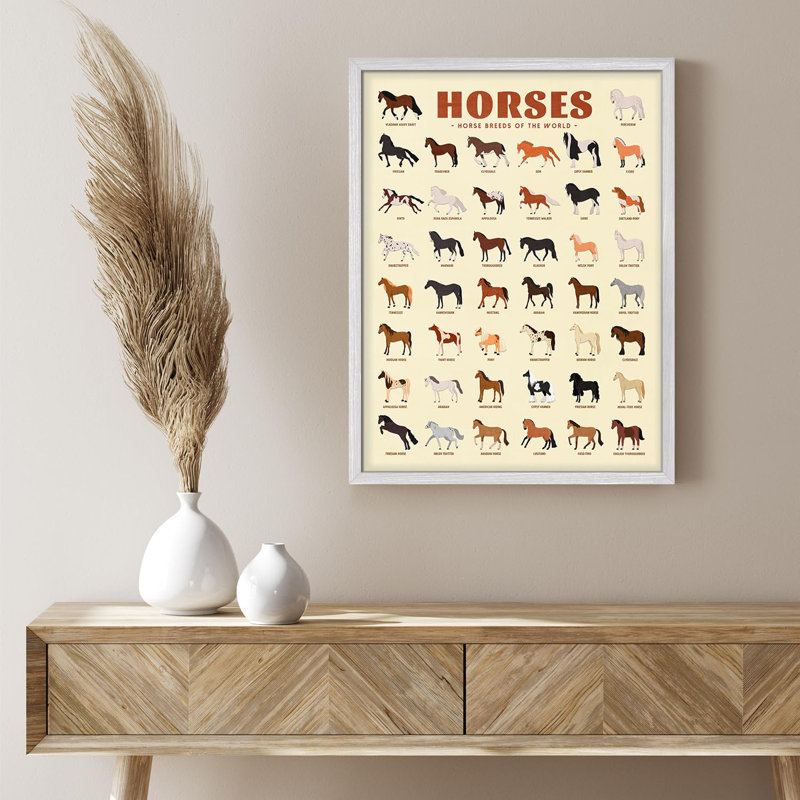 Affiche mondiale de Global Horse Breeds - Guide illustré des variétés de chevaux dans le monde, Blanc, H 14 po x l 11 po