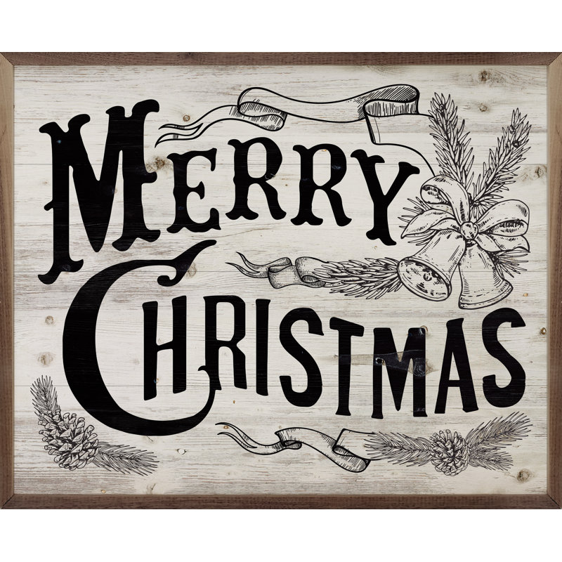 Vintage rétro «Merry Christmas Holly Bells» blanchi, H 16 po x l 20 po