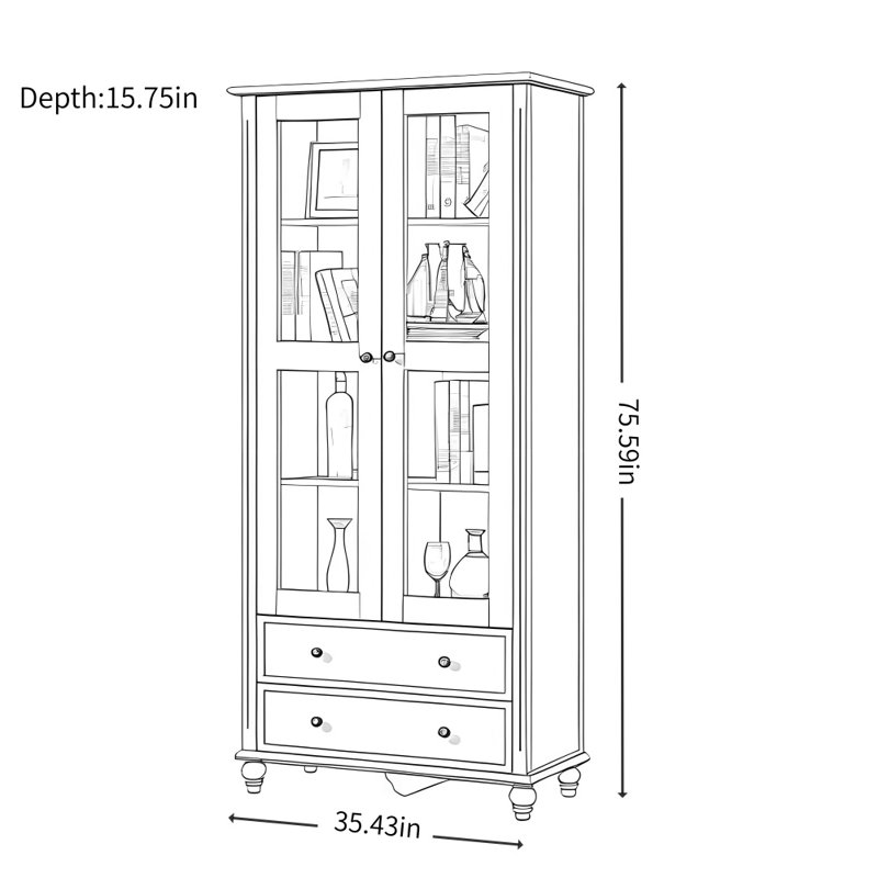 Simple Cream Style Display Cabinet