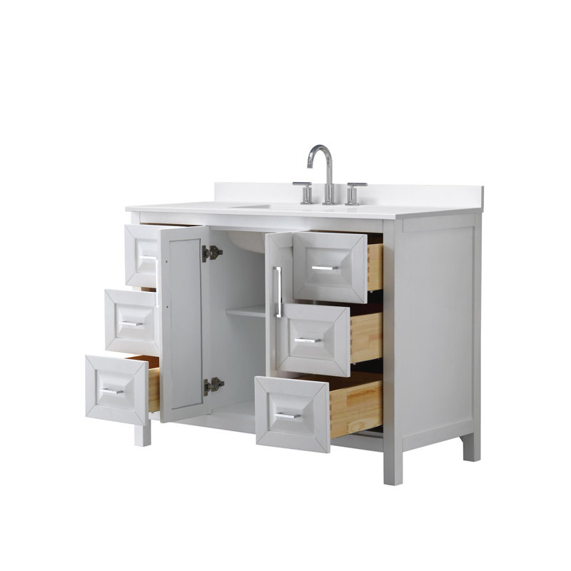 Daria 48'' W Vanity, Giotto Quartz, White, Polished Chrome
