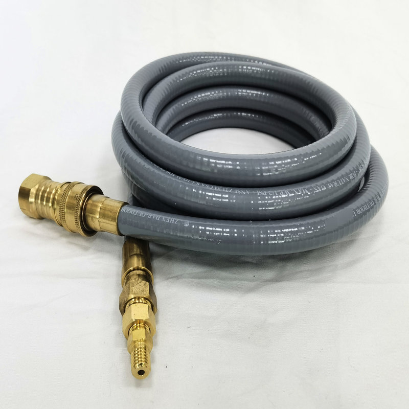 Tuyau de gaz naturel de 12 pi avec raccord rapide pour grils à double combustible Chauffe-terrasse Four à pizza Fabrication en caoutchouc et en laiton Utilisation durable Chauffe-eau à alimentation sécuritaire Installation facile Raccords sécurisés