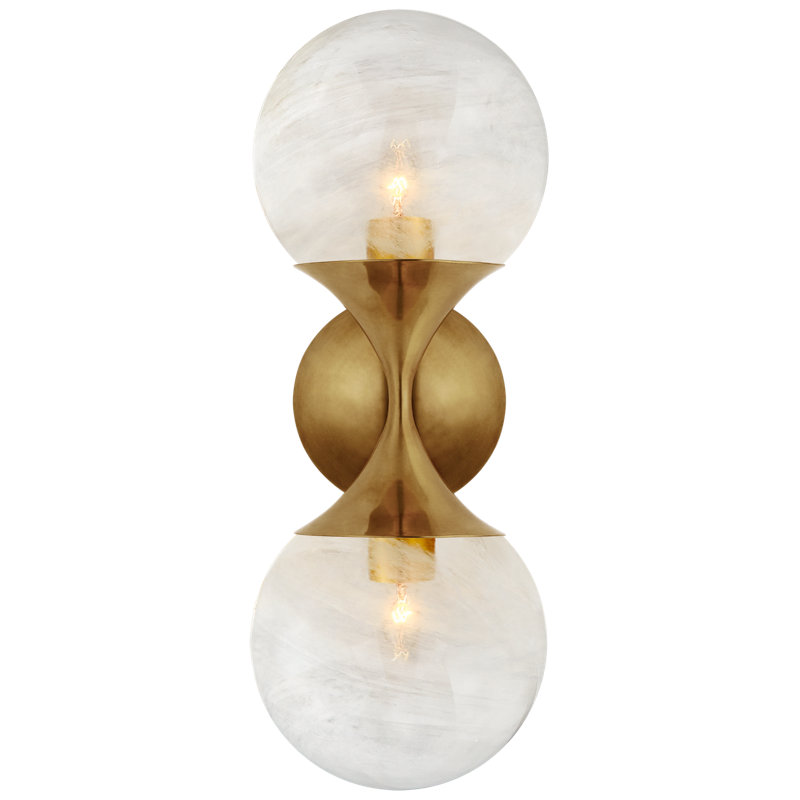AERIN Cristol Small Double Sconce, Hand-Rubbed Antique Brass