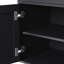 Meuble télé avec flair, pieds en bois massif en forme de gourde, 70 po, portes en verre avec système de divertissement noir, tablettes réglables et support pour pieds pour téléviseur-1184683709