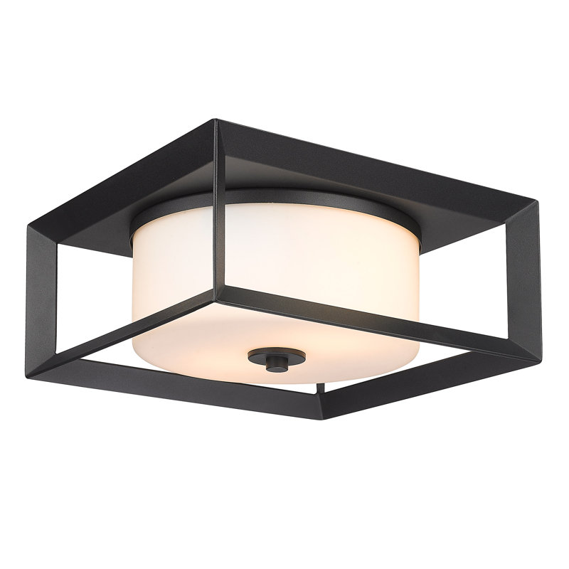 Laurent Steel Wall Light, Opal Glass, Black
