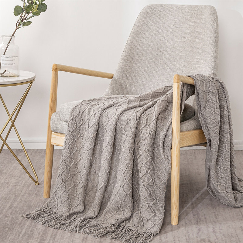 Knitted Throw Blanket, Khaki