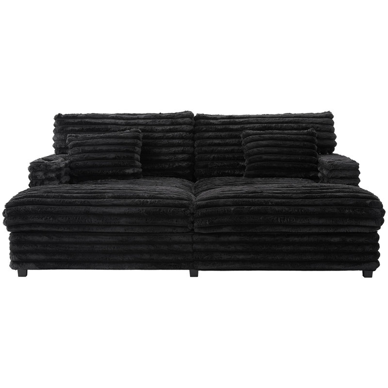 Très grand canapé double méridienne 83,5 po Cloud Couch, Noir