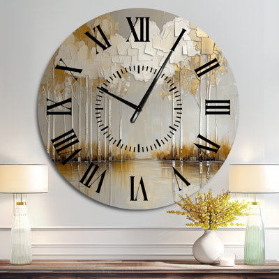 Horloge murale rustique silencieuse en métal Modern Forest Horizon II