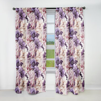 Ethereal Floral Delight Victorian Pattern III Blackout Single Curtain Panel