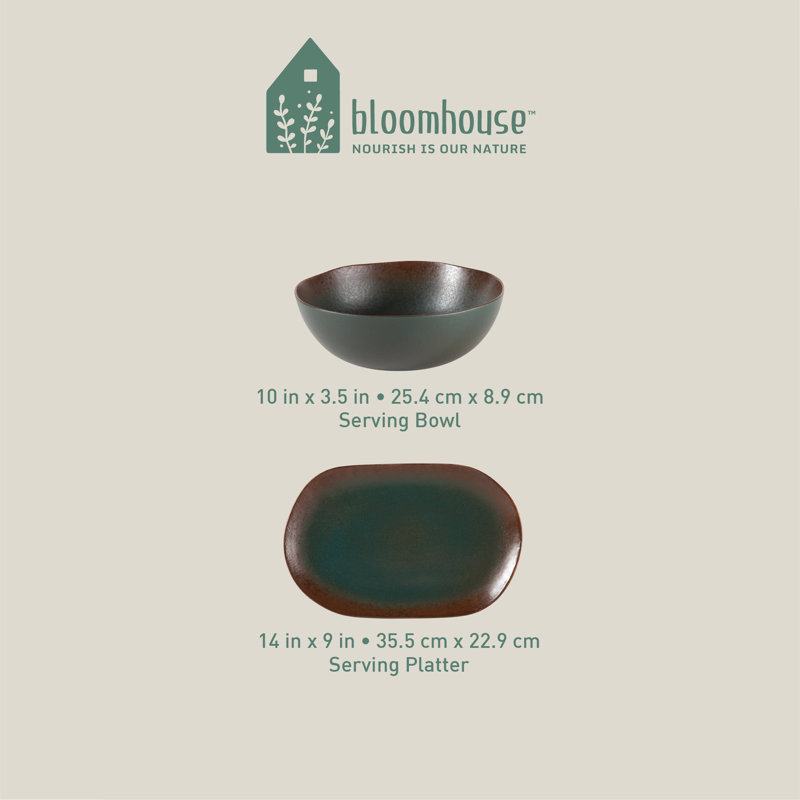 Bloomhouse Palermo Sun Serving Dish, Agave Blue