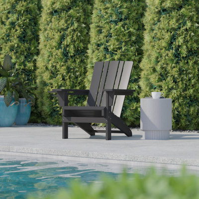 Barnason Commercial Grade All-Weather Adirondack Chair with Swiveling Cupholder