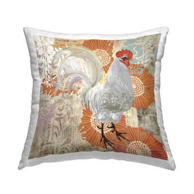Country Hen Floral Layers Printed Throw Pillow Design By Evelia Designs