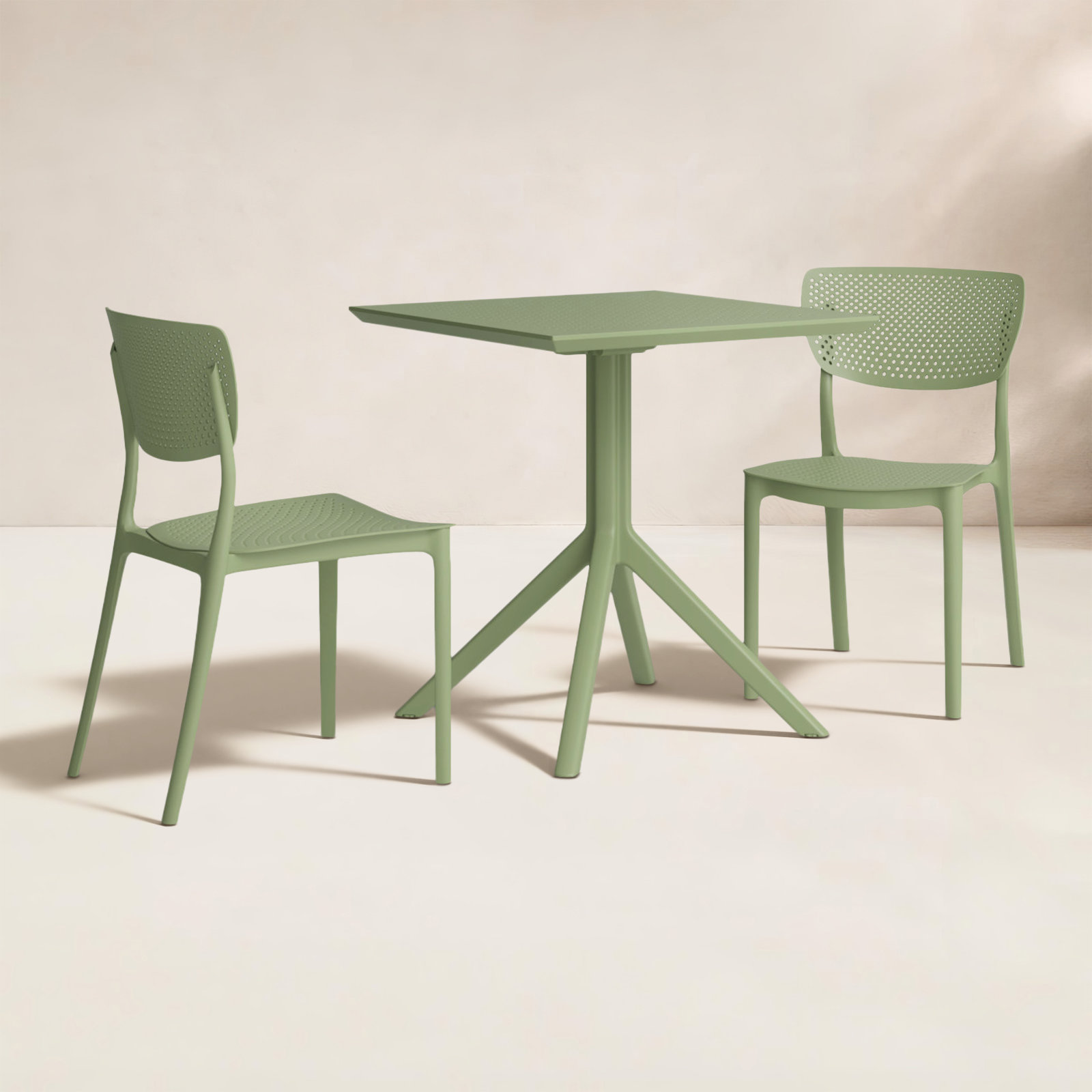Farrah Patio Bistro Set, Olive Green, 27.5" D x 27.5" W x 29.5" H