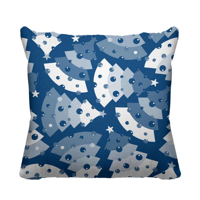 Coussin décoratif intérieur / extérieur Christmas Tree, 19 po x 19 po, Bleu céruléen, Carré