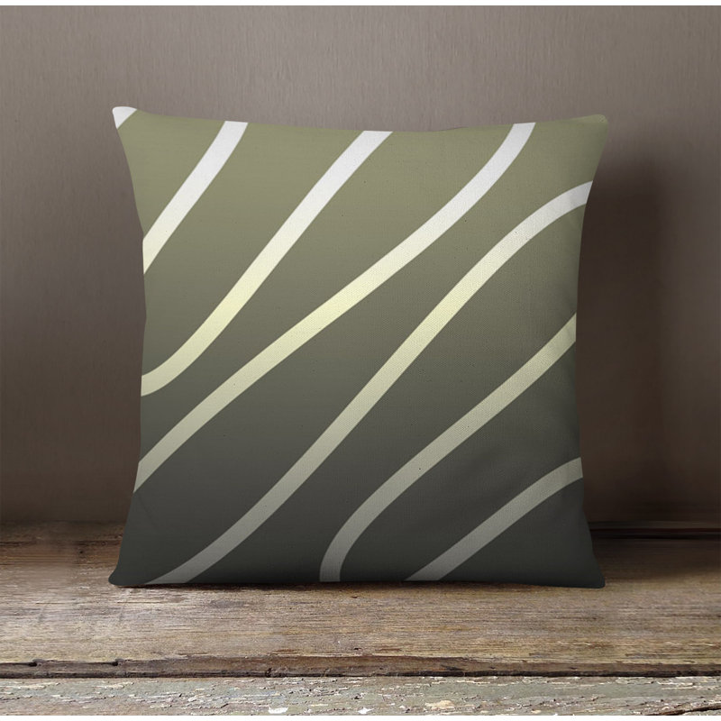 Throw Pillow With Insert, Green Striped 9, 20"H x 20"W