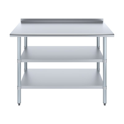 Stainless Steel Prep Table with 1.5 in. Backsplash and 2 Undershelves