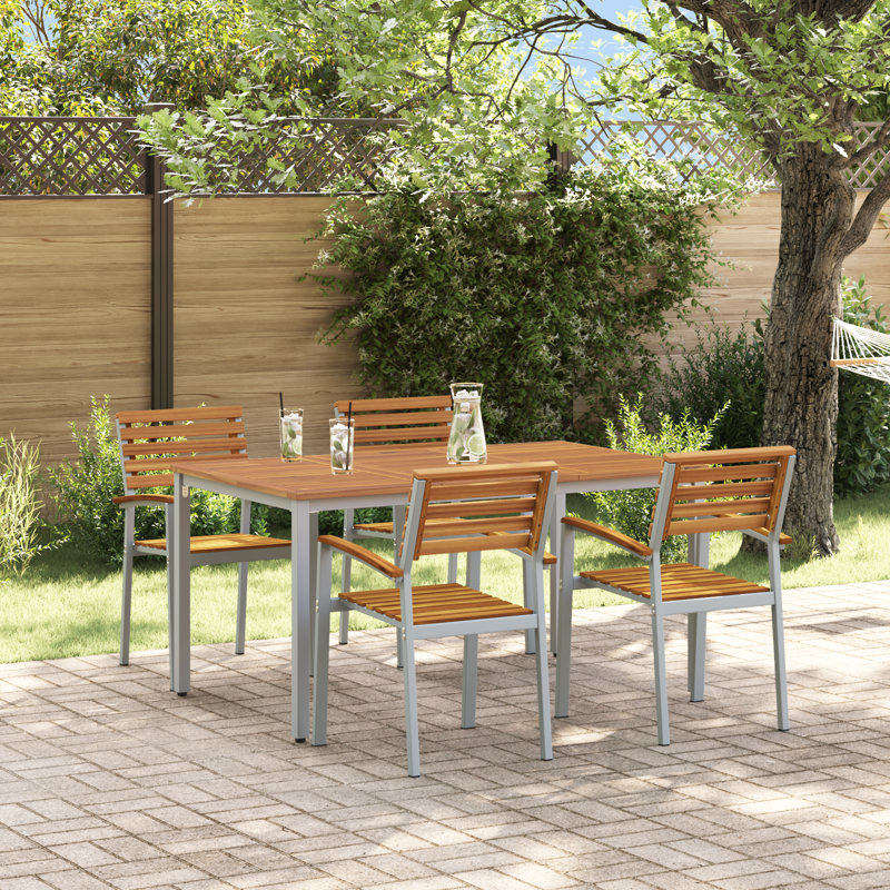4 - Person Patio Dining Set with, 75cm H x 150cm W x 90cm D