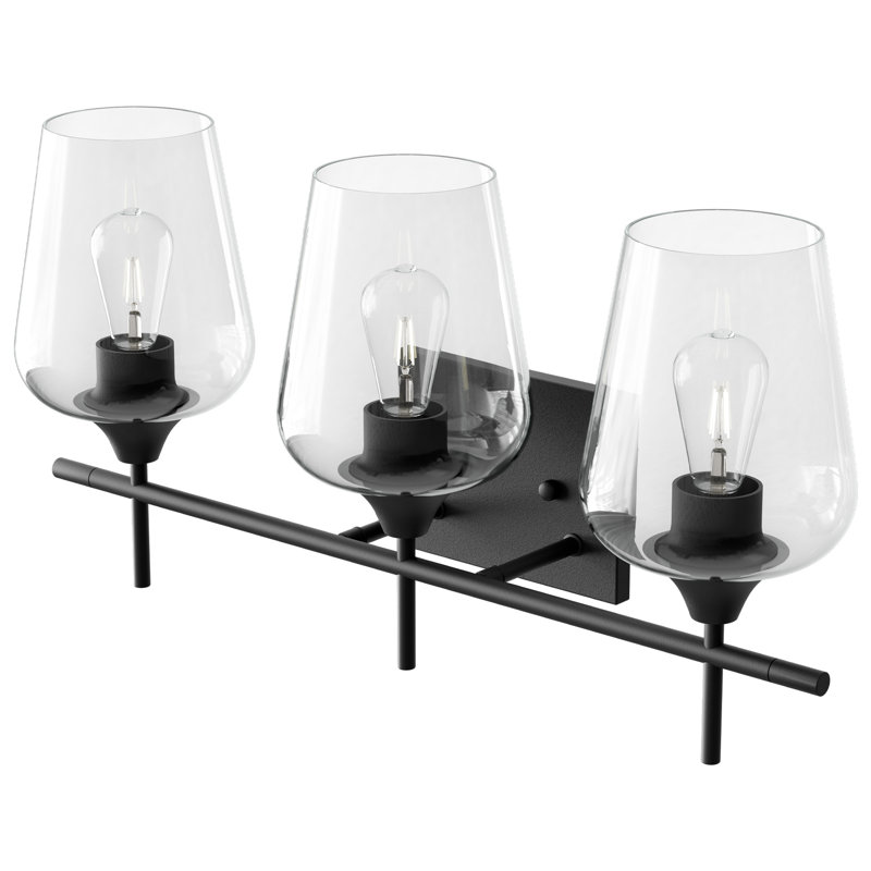 Éclairage pour salle de bain à intensité variable 3 lumières Herricks, Transparent, Noir mat