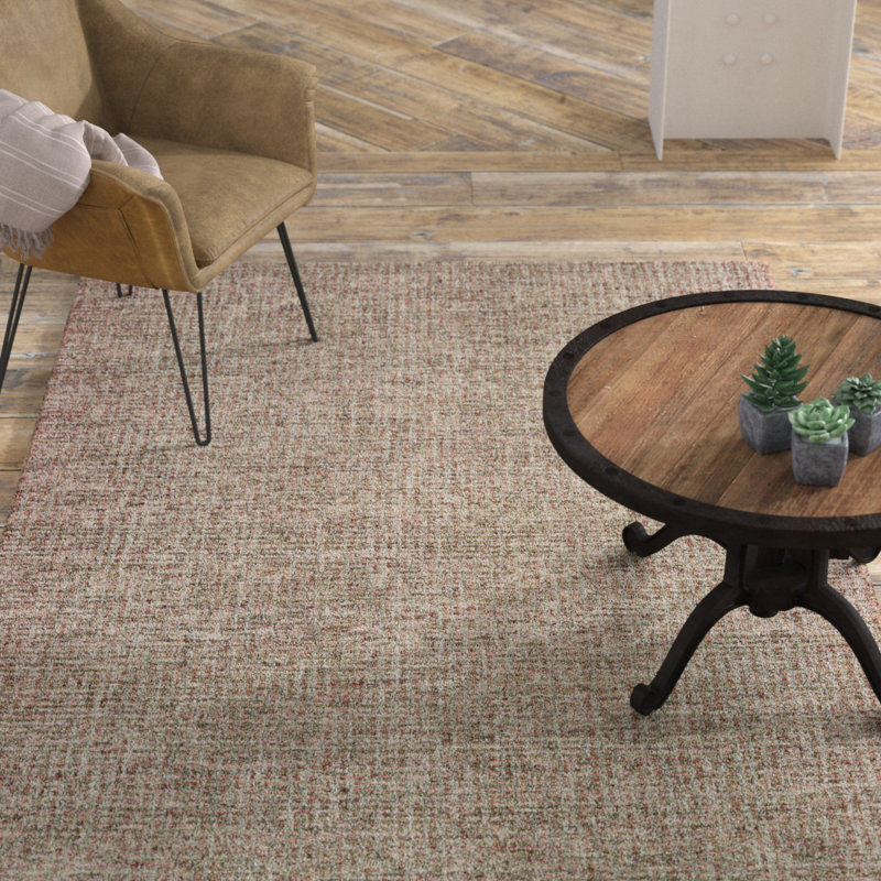 Abstract Contemporary Grid Handmade Wool Blend Area Rug, Rectangle 9' x 12', Brown/Red