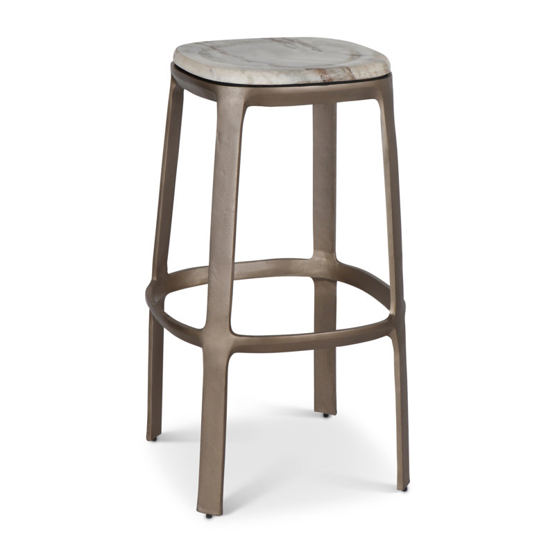 Soder Counter Stool with Metal Frame, Sand/Antique Nickel, Bar Stool (30" Seat Height)