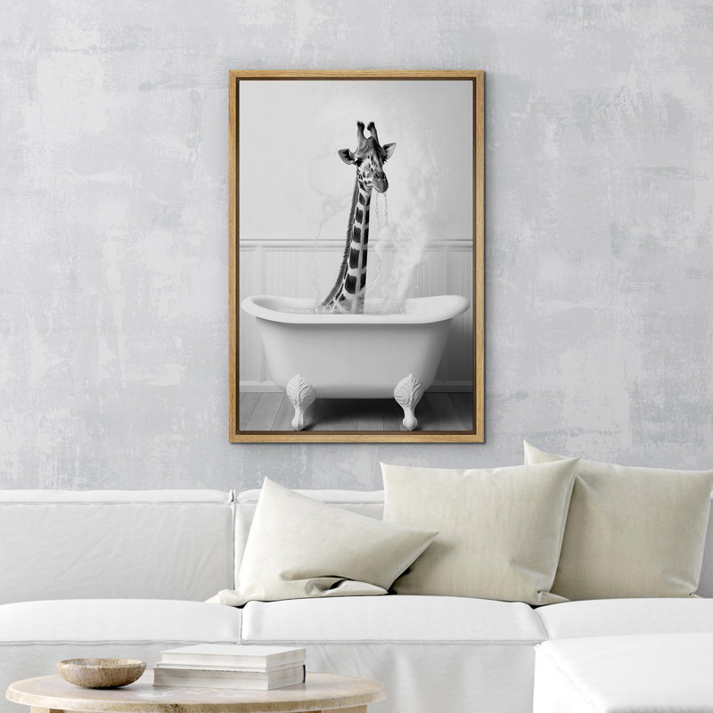 Animaux, décoration de salle de bain, baignoire girafe, Cadre naturel, H 36 po x l 24 po x P 1,5 po