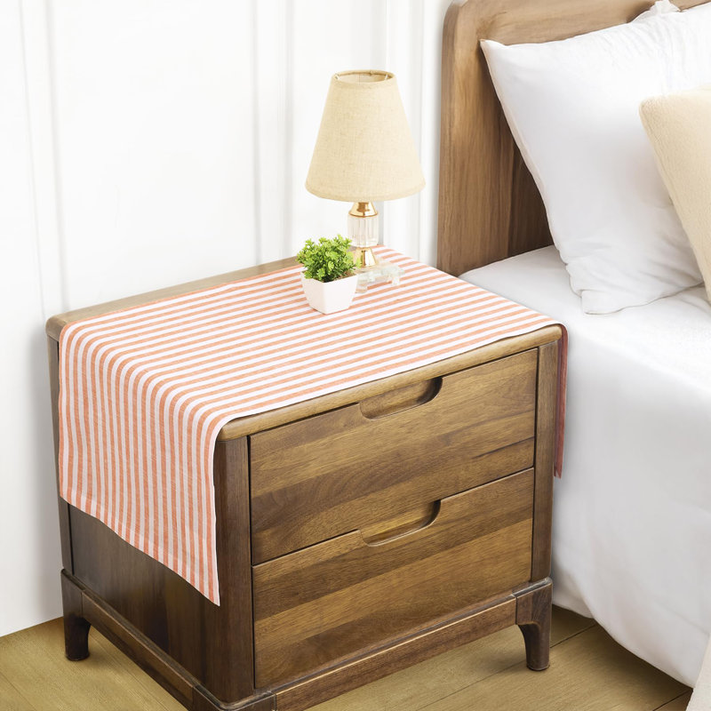 Amalfi Stripe - 100% Pure Linen Table Runner, 60" x 14", Orange/White