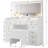 Vanity Desk with 11 Drawers and Large Led Lighted Mirror, 47" Large Makeup Vanity Table with A Power Outlet, Storage Stool, Vanity Set for Bedroom, White