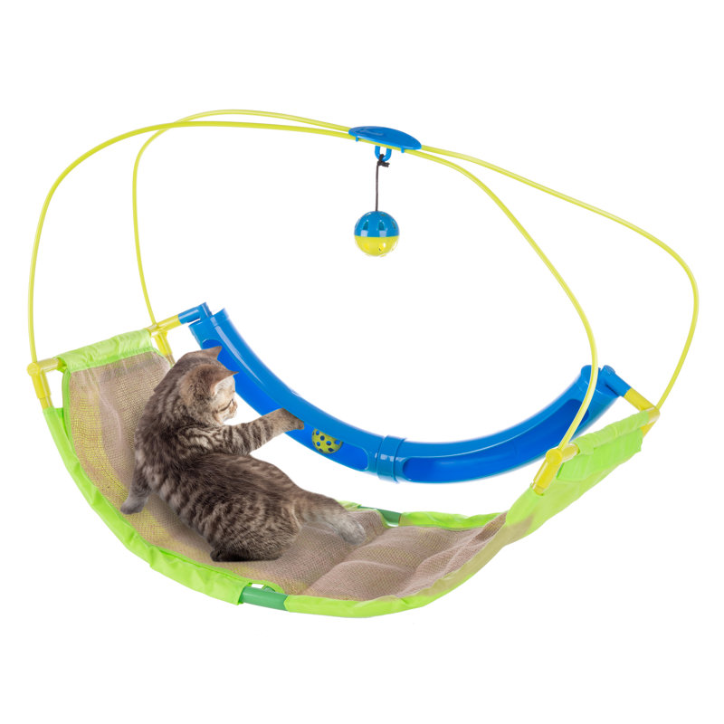 Centre d'activité pour chat PETMAKER, 19" H x 23.5" W x 12" L, Bleu, vert, À bascule