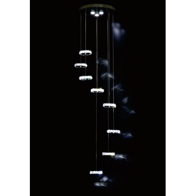 12-Light Chrome LED Chandelier With Clear Crystals